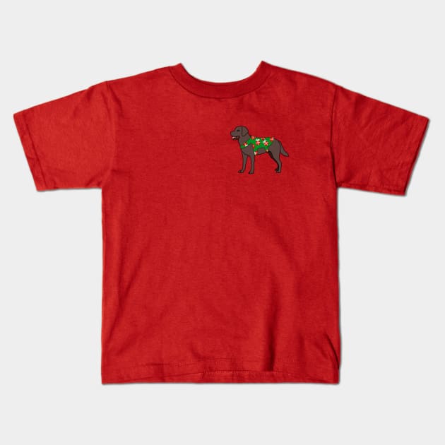 Christmas Chocolate Lab Kids T-Shirt by Art by Lex